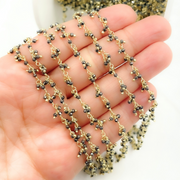 Hematite Cluster Dangle Gold Plated Wire Chain